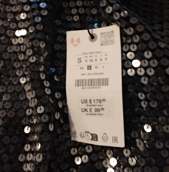 Zara Black and Silver Sequin Wide-Leg Pants - Picture 9 of 9